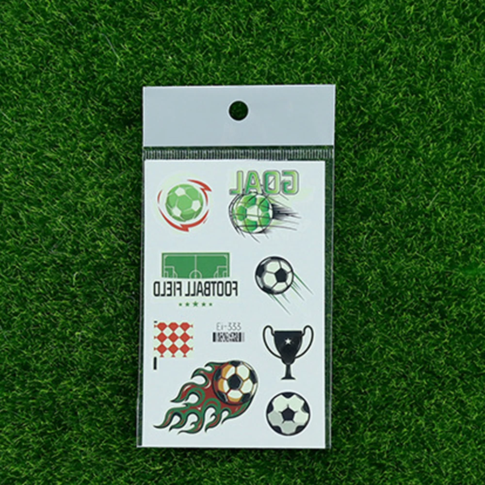 10pcs Soccer Green Luminous Glow In The Dark Waterproof Temporary Tattoo Stickers Face Football Match Arm Body Art Fake Tattoos