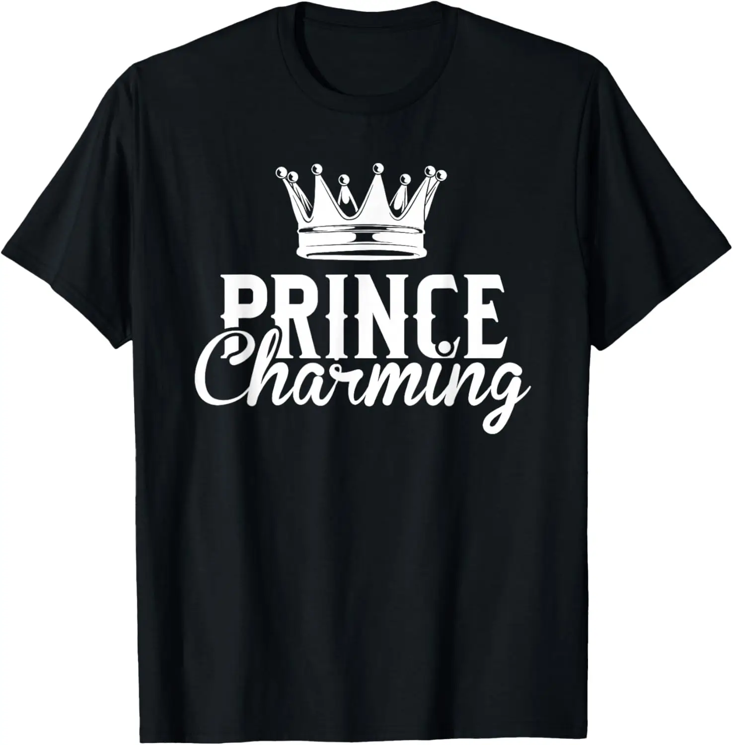 Prince Charming Funny Fairy Tale Halloween Lazy Costume T-Shirt Small 100% Cotton Trendy Y2K Short-Sleeve Tee – Soft,