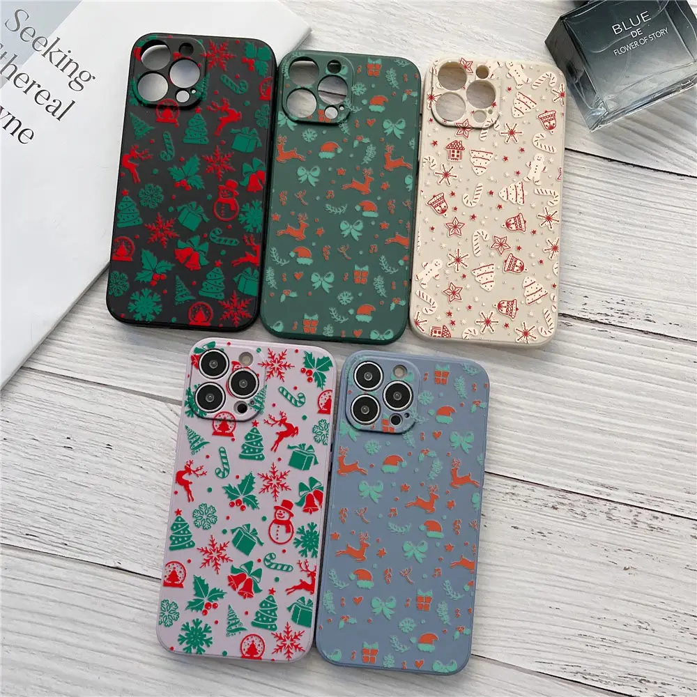 

Phone Case For iPhone 17 16 15 14 13 12 11 Pro Max Cute Christmas Theme Pattern Cases For iPhone 17Air 16 Plus 16E XS Back Cover