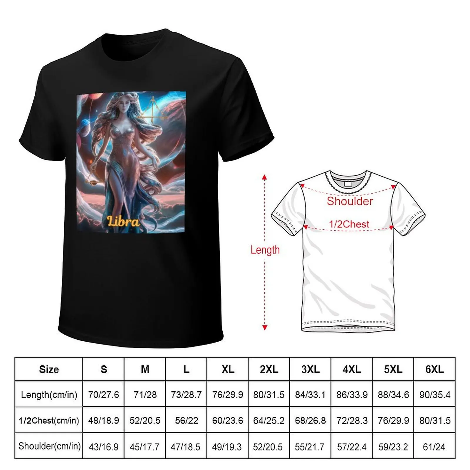 Libra Zodiac, celestial goddess T-Shirt Casual Daily Graphic Tee