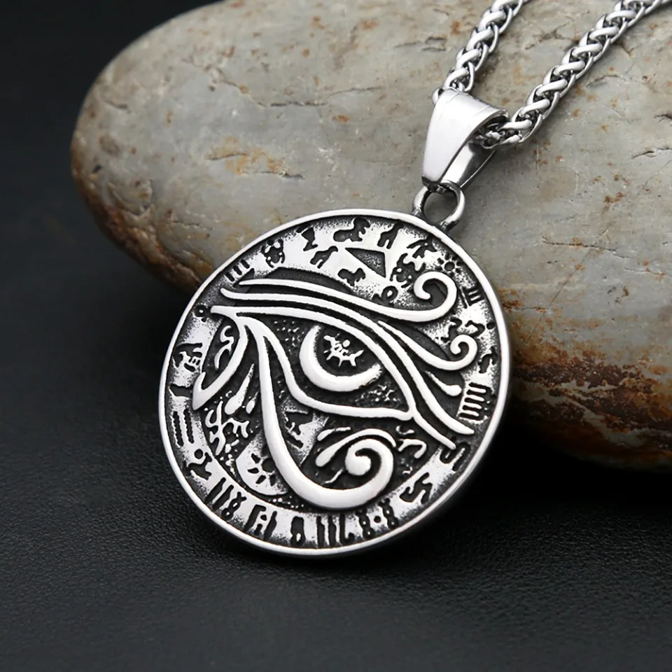 Vintage Classic Eye of Horus Pendant Stainless Steel Ancient Egyptian Totem Necklaces For Men Women Religious Amulet Jewelry