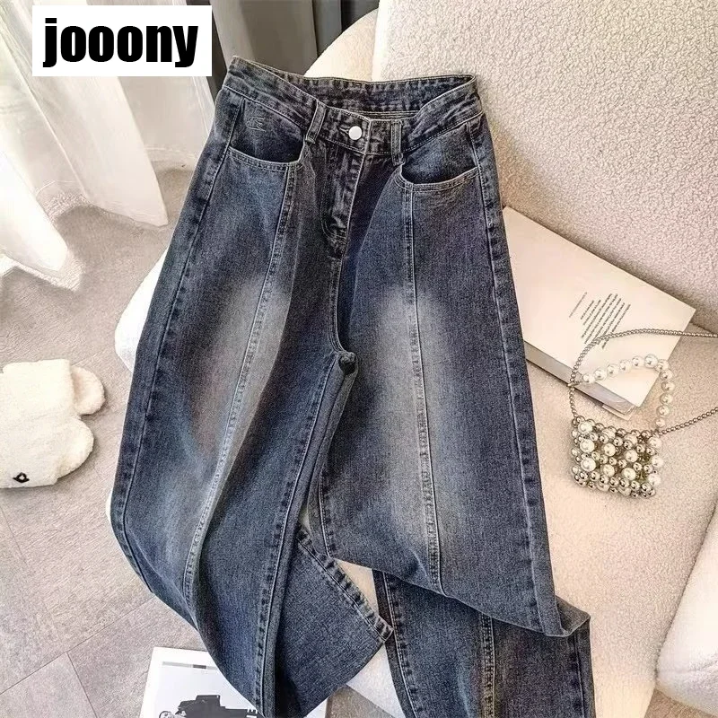 

Loose Basic Daily Pants Wide leg Jeans Men's Casual All-match High Waist Button Pocket Denim Trousers Korean Fashion Vintage