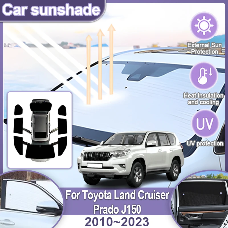 Full Car Covers Sun Visors For Toyota Land Cruiser Prado J150 MK4 Accessories 2010~2023 2019 2020 2022 Sun Shade Visor Sunscreen