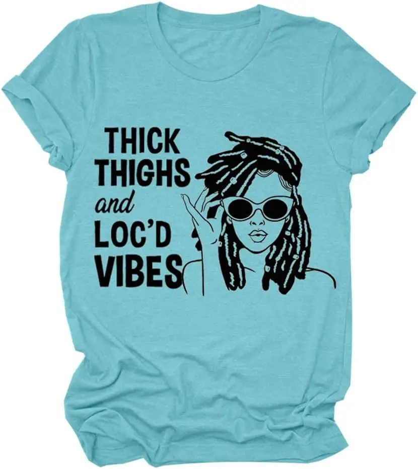 

Thick Thighs Graphic Tee for Women Short Sleeve Funny T Shirt Cute Humor Shirts Casual Tops
