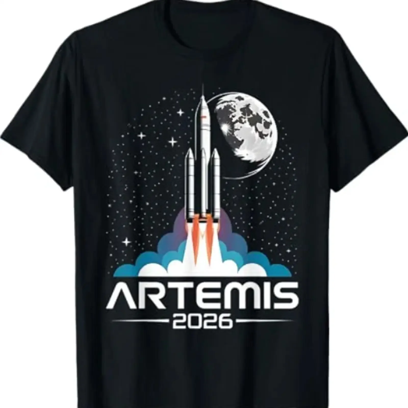 Artemis Launch to The Moon T Shirt vintage Washed fashion Stretched homme Slightly Unisex Stylish graphic Top For Everyday Wear