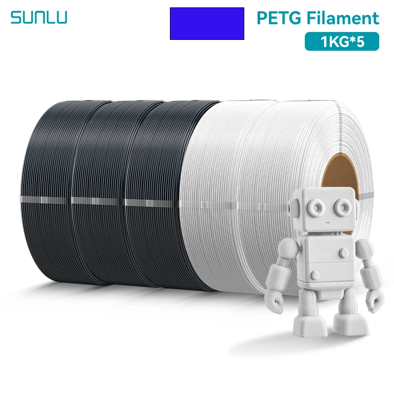SUNLU 5KG PETG/Hoge snelheid mat PETG-filament 1,75 mm 1KG zonder lade 3D-printerfilament voor 3D-printer, Refll-filament