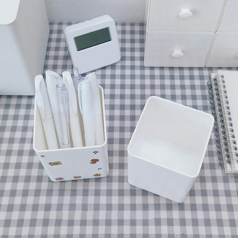 

4pcs Pen Holder Square Desk ganizer White Storage For Office Desk ganizer Home Pencil Container Makeup Brush Cup