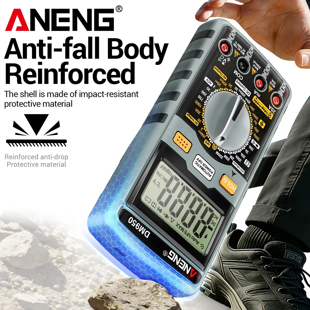 ANENG Professional Multimeter Digital Detector DM950 Smart AC DC Voltmeter Ammeter 1999 Count High-precision Resistance DIY Tool