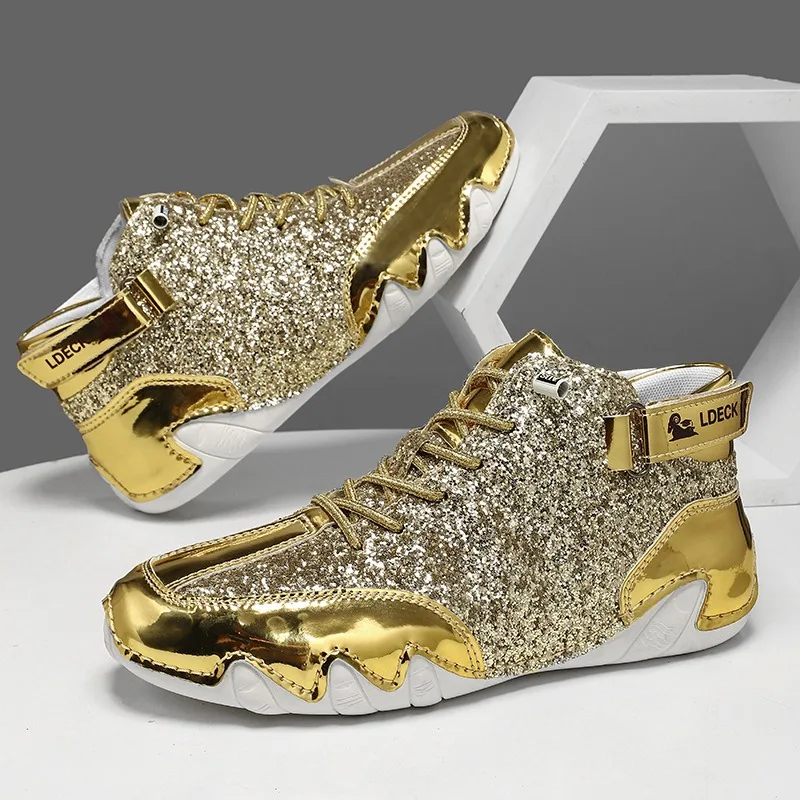Unisex Hip-hop Men's Sneakers and Casual Shoes Sequin High Top Skateboard Shoes for Woman Tenis Masculino Casual Designer Shoes