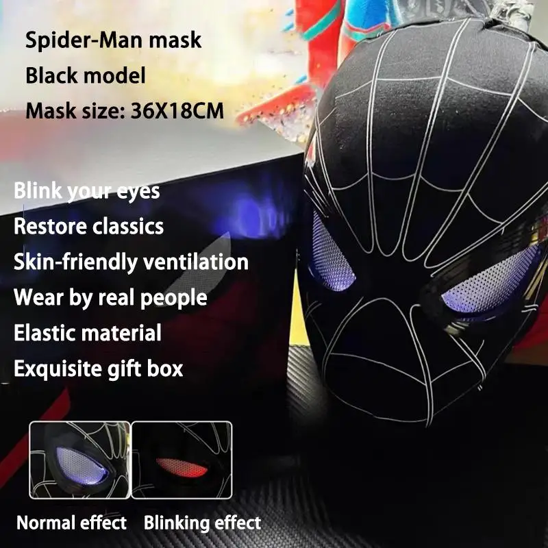 الكهربائية الرجل العنكبوت القبعات وامض الكهربائية حلقة التحكم العين متوهجة قناع غير عادي تأثيري متعة عيد ميلاد هدية الكريسماس