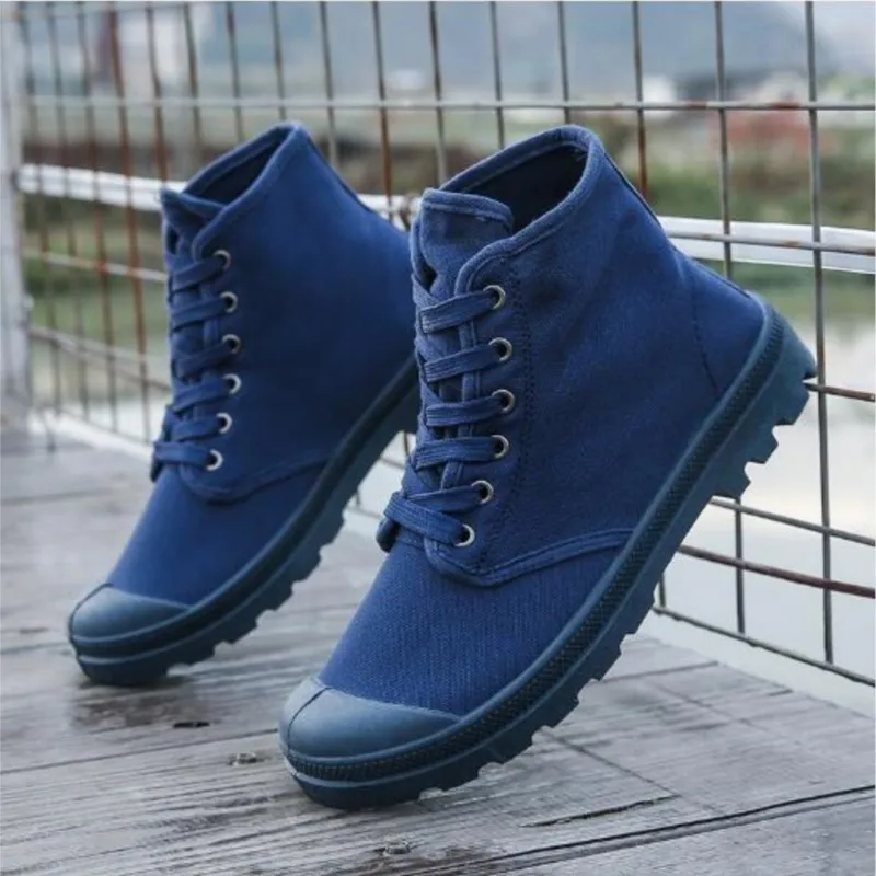 Tongue one-piece shoes high-top canvas boots anti-collision outdoor mountaineering leisure sports men\'s canvas shoes M011