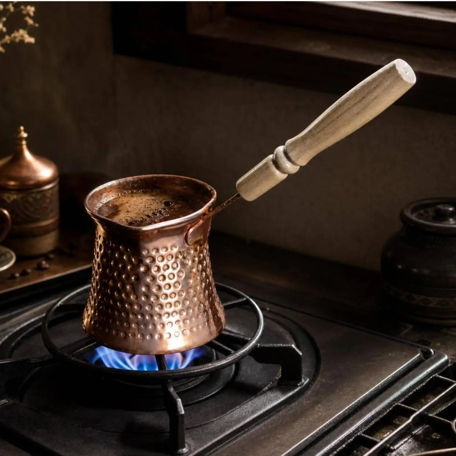 Turkish Coffee Pot Hammered Ibrik Stovetop for Home Baristas view 3