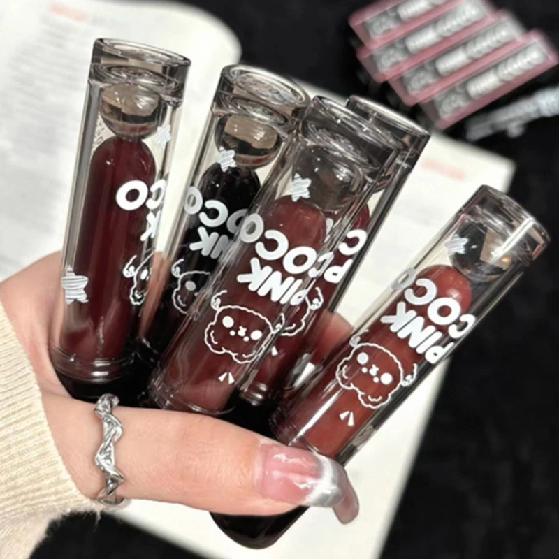 Mirror Water Dark Black Lip Gloss Long-Lasting Non-stick Cup Lip Glaze Hydrating High Pigments Liquid Lipstick Korean Lip Makeup