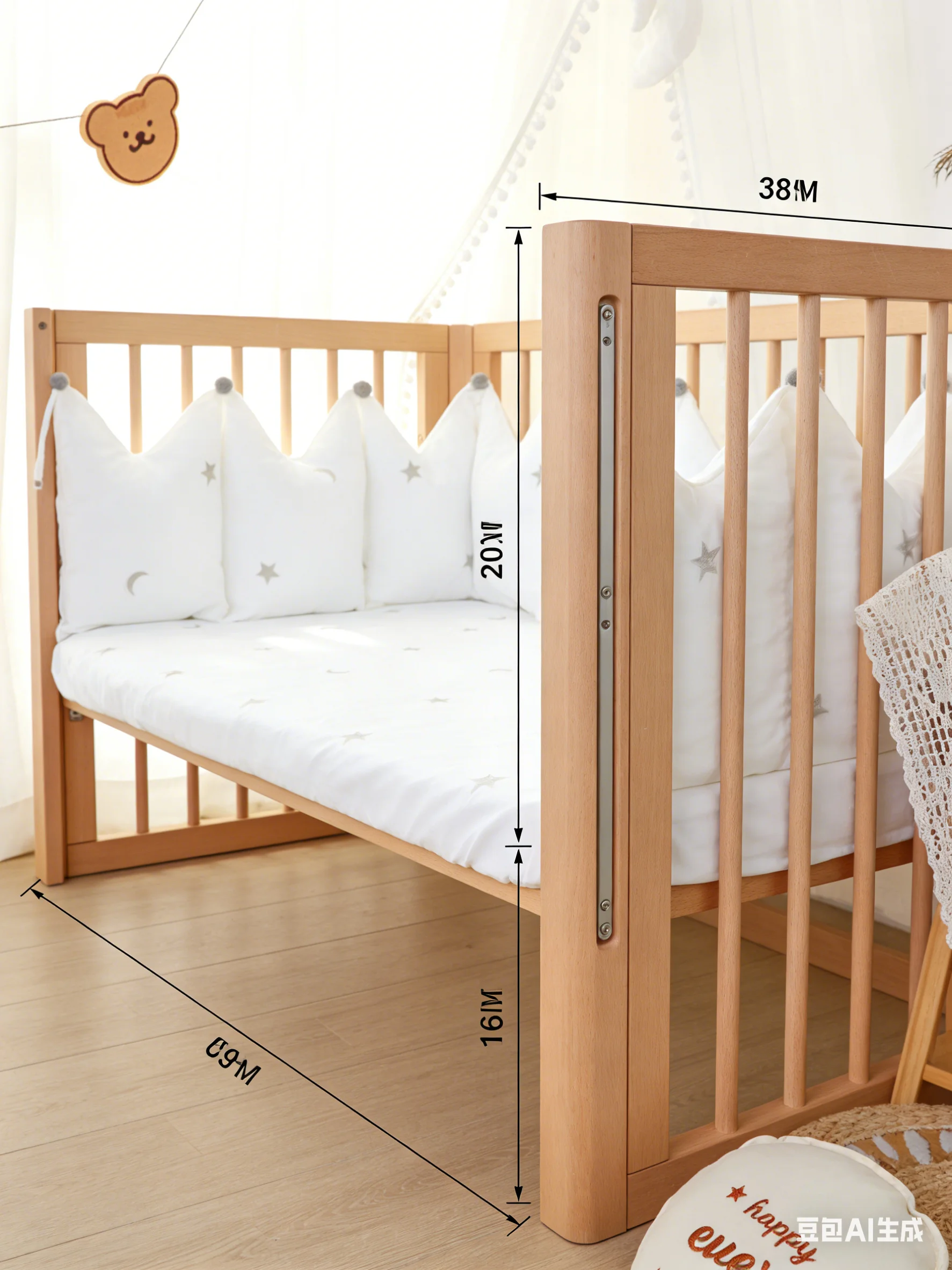 200cm Baby Crib Fence Soft Bag Splicing Bed 1-piece Anti-collision Pure Cotton Baby Crib Fence Detachable Washable Fence