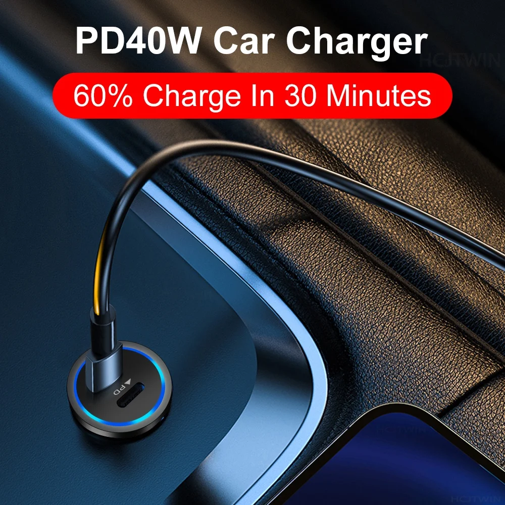 Cargador de coche USB tipo C de 66W, adaptador de teléfono de carga rápida para Xiaomi, Huawei, PD, adaptador de enchufe para encendedor de