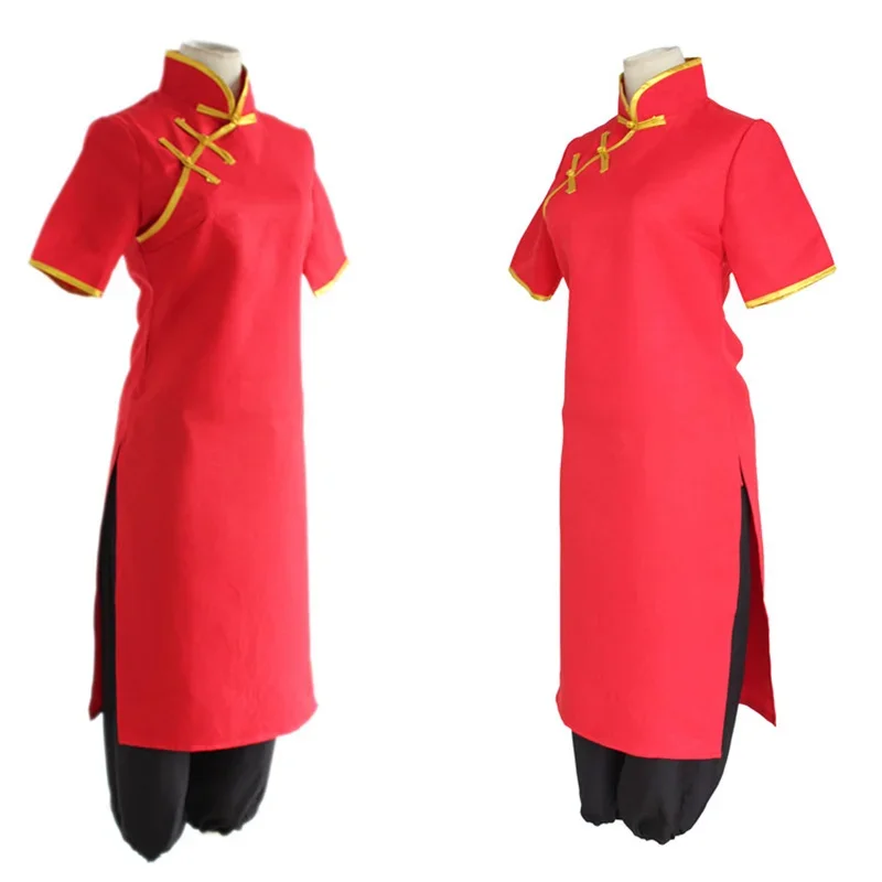 Japanese anime Gin-AMA/Silver S-oul Kagura costume women Kagura Chinese dress cosplay kungfu wear wigs shoes cheongsam outfits