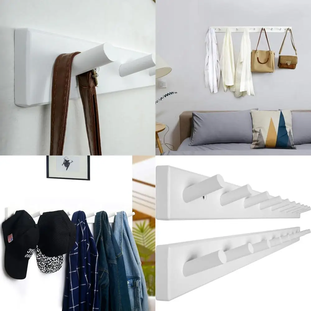 

2-Pack Wall-Mounted Coat Rack with 10 Hooks, 38 Long, White, for Hanging Hats, Jackets, and Coats