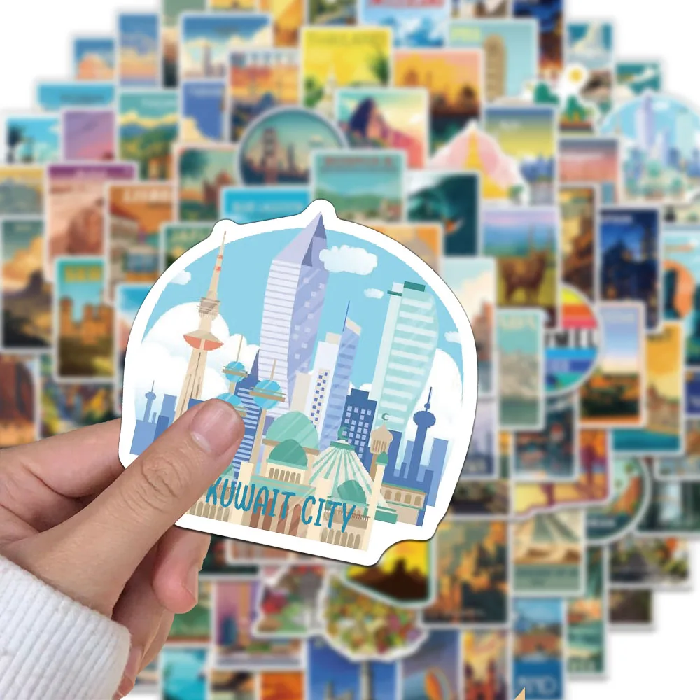 50/100PCS Creative World Landmark ส่วนบุคคลสติกเกอร์เคสโทรศัพท์ตกแต่ง DIY โน้ตบุ๊คถ้วยน้ําสติกเกอร์
