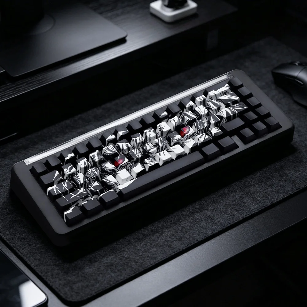 129 Keys Side Printed Shine Through PBT Keycap Set Cherry Profile 5 Sides Dye Sub Keycaps for MX Switches Gaming Keyboard