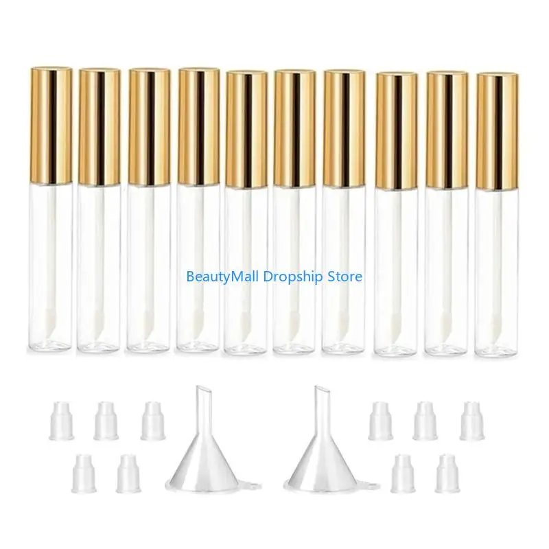 40JD Eyelash Cream Container Bottle with Rubber Inserts and Funnel for Castor Oil 10ml Empty Mascara Tube with Eyelash Wand