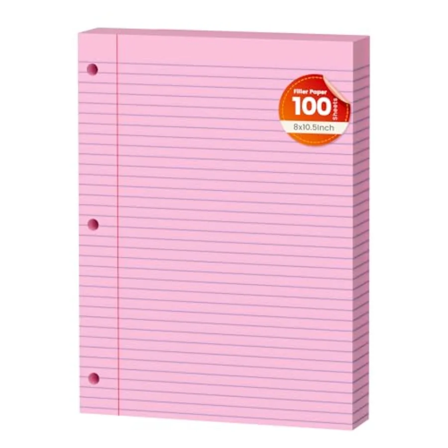 

Loose Leaf Paper 00 Sheets Colored Filler Paper 8 * 0.5 College Ruled 3-Hole Punched Paper for 3-Ring Binders Notebook Lined 8"