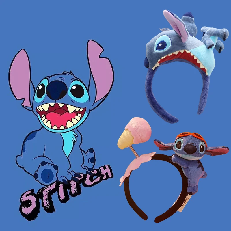 Disney Plush Ears Cartoon Stitch Headbands Women Cute Anime Hairbands For Girl Kawaii Headwear Kids Xmas Cosplay Party DIY Gifts