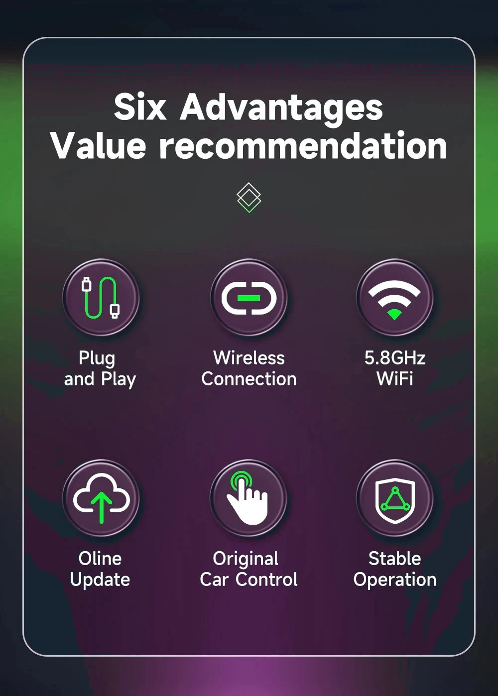 Carplay Android Auto Wireless Adapter for Toyota Mazda Nissan Camry Suzuki Subaru Citroen Audi Mercedes Kia Ford Opel Spotify BT