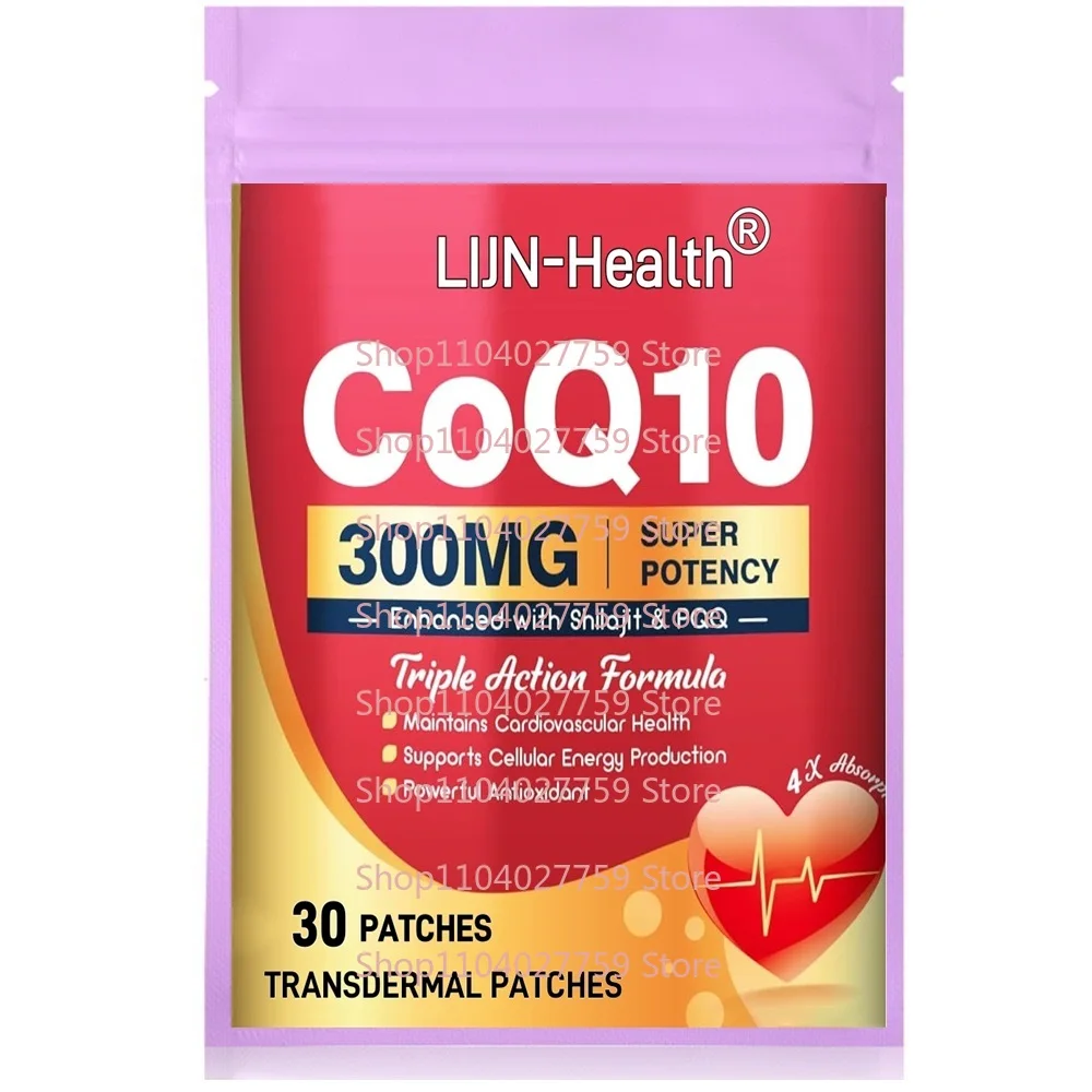 30 Patches CoQ10 Transdermal Patches Powerful Antioxidant for Heart & Brain Health and Energy Production