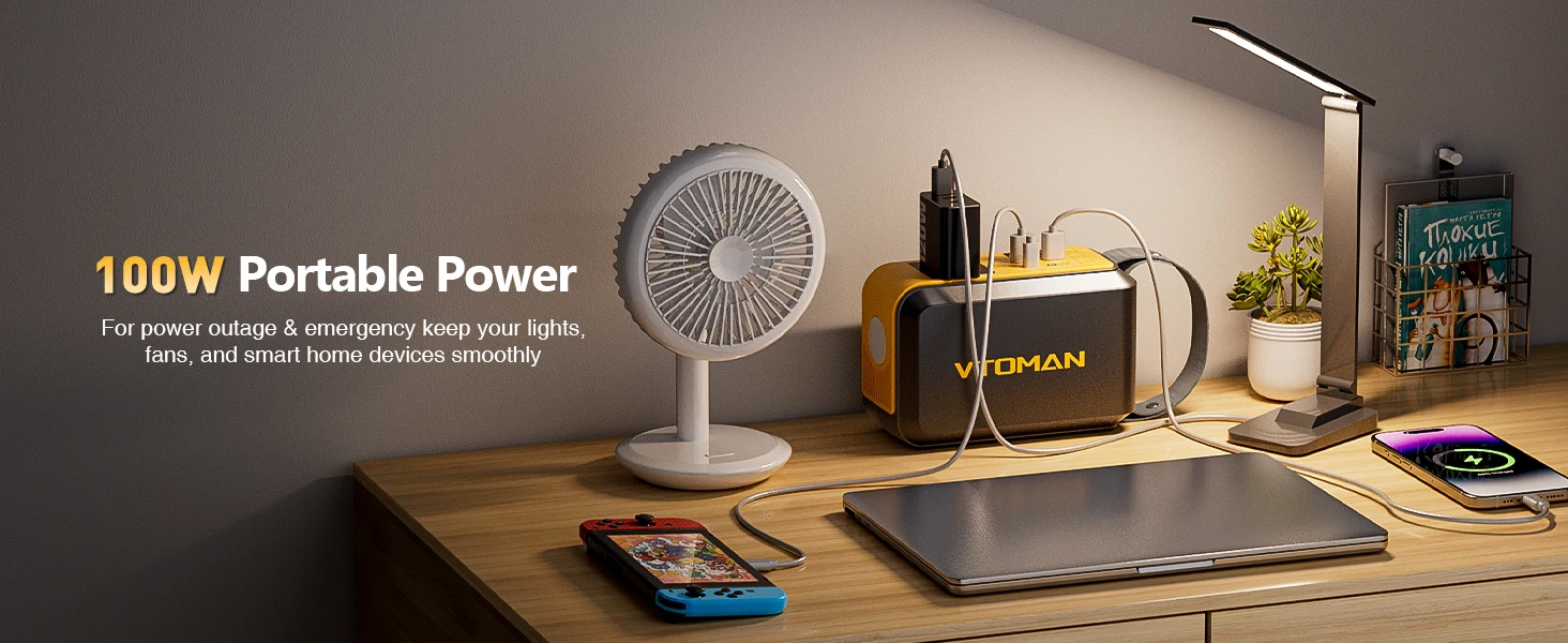 Tragbare Powerstation 88.8Wh LiFePO4 | 100W AC Ausgang | PD65W USB‑C | Camping Notstromversorgung – Detail 13