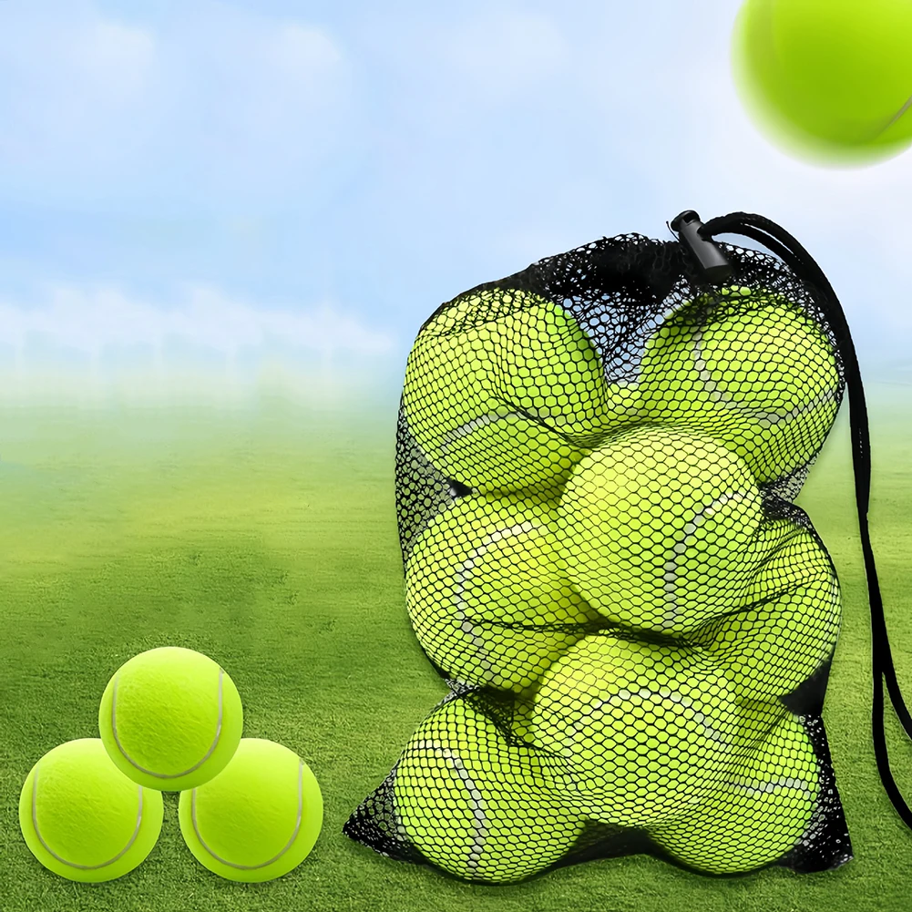 6/12pcs Tennis Balls with Mesh Carry Bag Practice Ball High Elasticity Pet Dog Playing Balls Outdoor Sports for Tennis Training