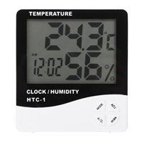 Digital Thermometer Hygrometer Clock Indoor Bedroom Wall Mountable LCD Screen Temperature Humidity Display Home