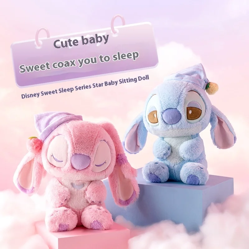 

Miniso Disney Sleep Series Doll Starry Baby Sitting Plush Doll Angel Stitch Sitting Gifts For Children's Birthday