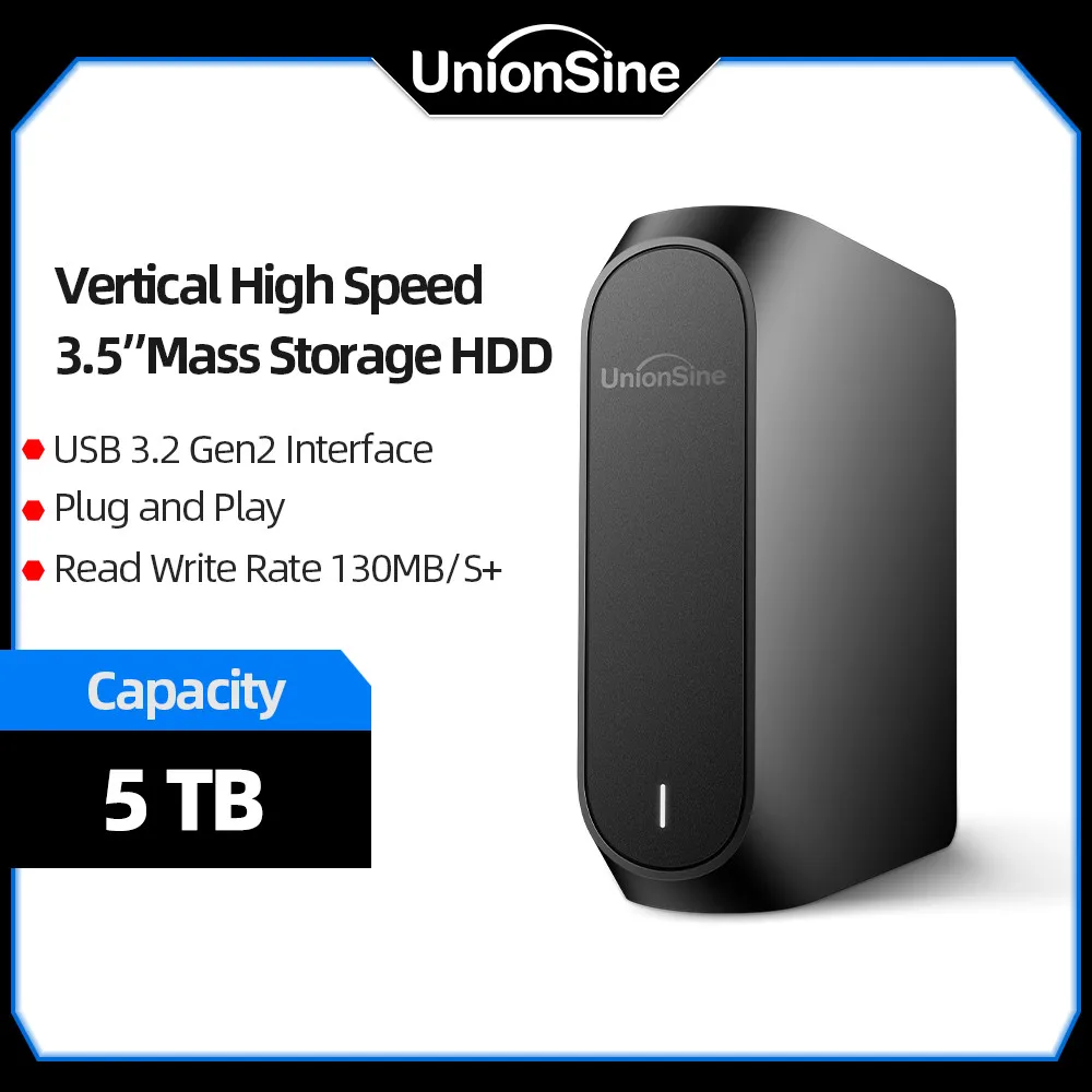 

Дисковая память UnionSine 5 ТБ, 3,5 дюйма, USB Gen, совместим с внешними жесткими дисками, ПК, планшетами/настольными ПК/ноутбуками/Mac/Xbox One/PS4/TV