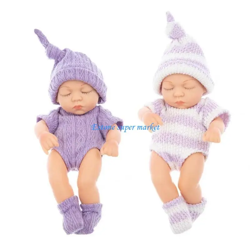 

090B 2Pieces Realistic Sleeping Baby Dolls Collection Silicones Reborns Infants Toy with Clothes for Gifting and Collective