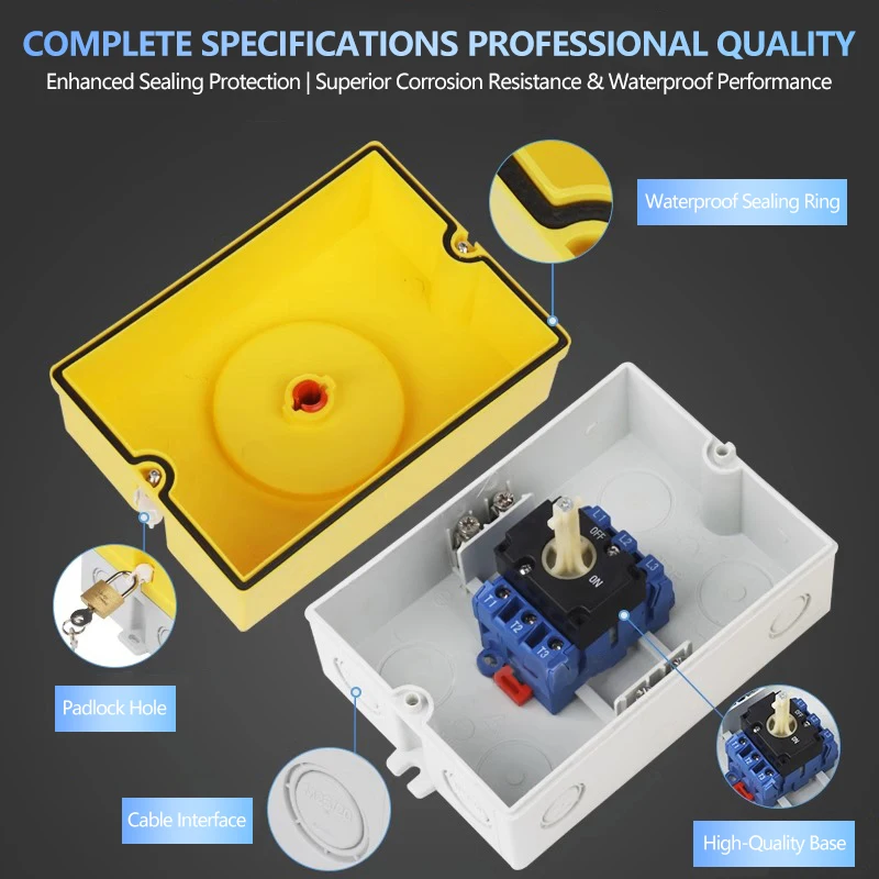 Universal Rotary Changeover Switch Lockable Outdoor Waterproof Flame-Retardant Load Isolation Power Disconnect Switches SFD11