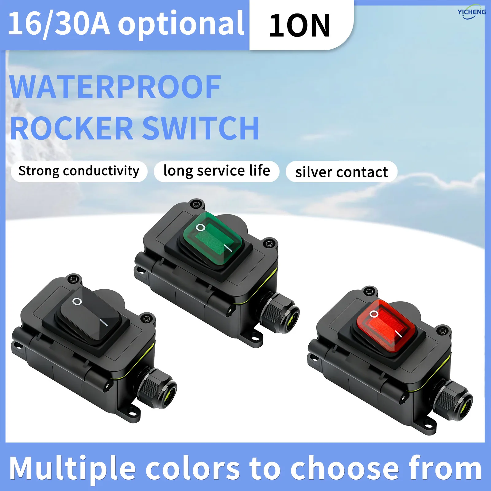 1Pcs Waterproof On Off Toggle Switch with Light Rocker Button Inline Cord Switch DPST IP66 Waterproof outdoor junction box
