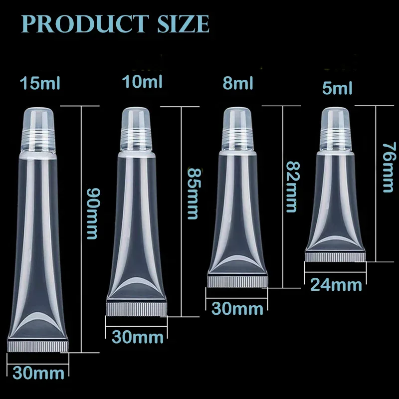 30 sztuk puste tubki na błyszczyk przezroczyste pojemniki na balsam do ust 5ml-15ml podróżne wielokrotnego napełniania Mini pojemniki na kosmetyki miękkie tubki Diy kosmetyczne