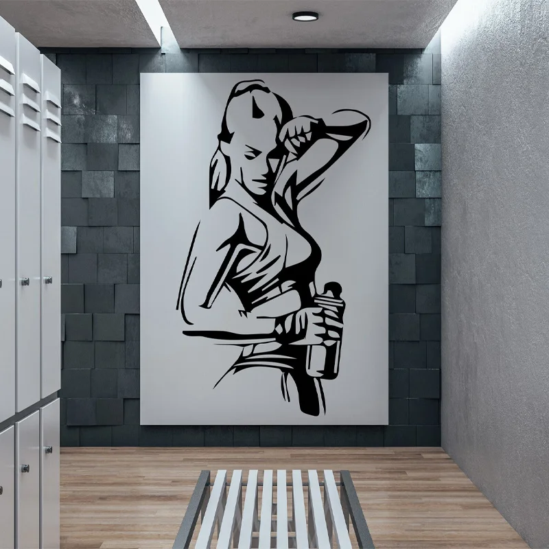 Gym Woman Wall Sticker Sport Motivation Workout Fitness Motivation Interior Decor GYM Decals Removable Wallpaper Poster S004