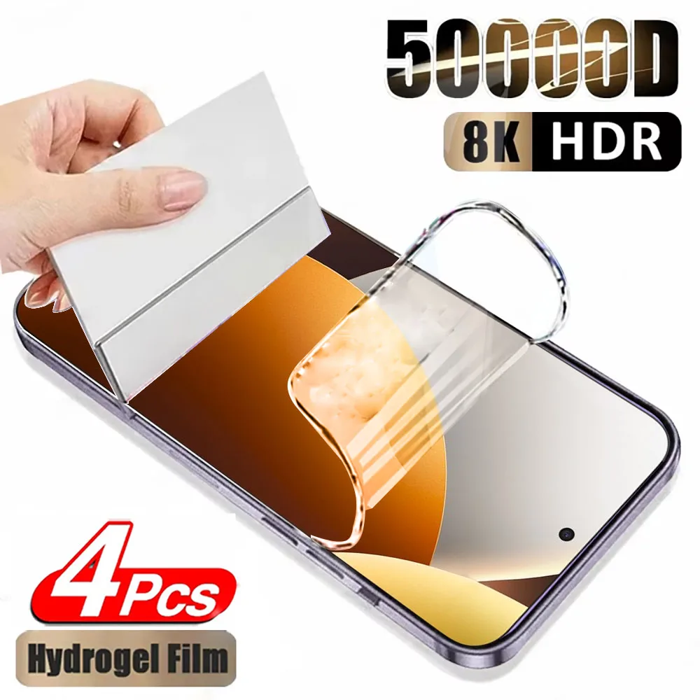 Película de Hidrogel (4 Peças) para Xiaomi Redmi Note 15 13 12 11 14 Pro Plus, Protetor de Tela para Redmi Note 14s 12s, Película de Proteção Suave
