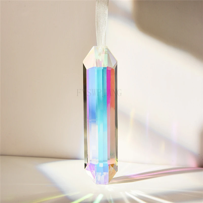 

5pcs Colorful Prism Rainbow Crystal Wind Chime Pendant Hanging Prism Pendant Crystal Icicle Sunshine Catcher