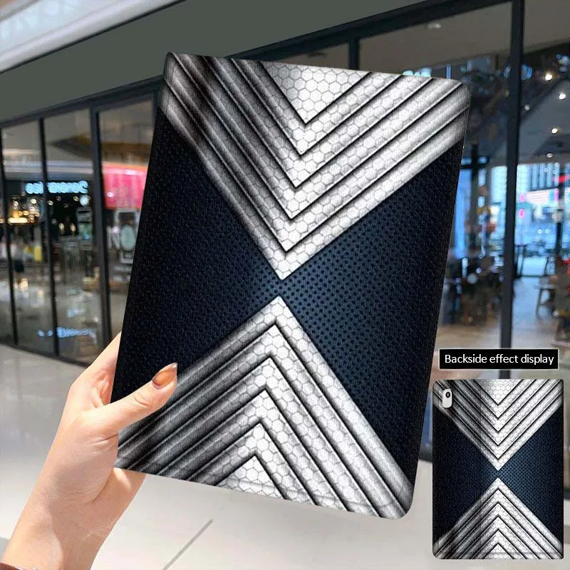 نمط ألياف الكربون المعدنية لجهاز iPad Pro Air Mini 1 2 3 4 5 6 7th 8th 9th 10th 11th 10.2 9.7 10.5 10.9 11 12.9 حافظة كمبيوتر لوحي #6