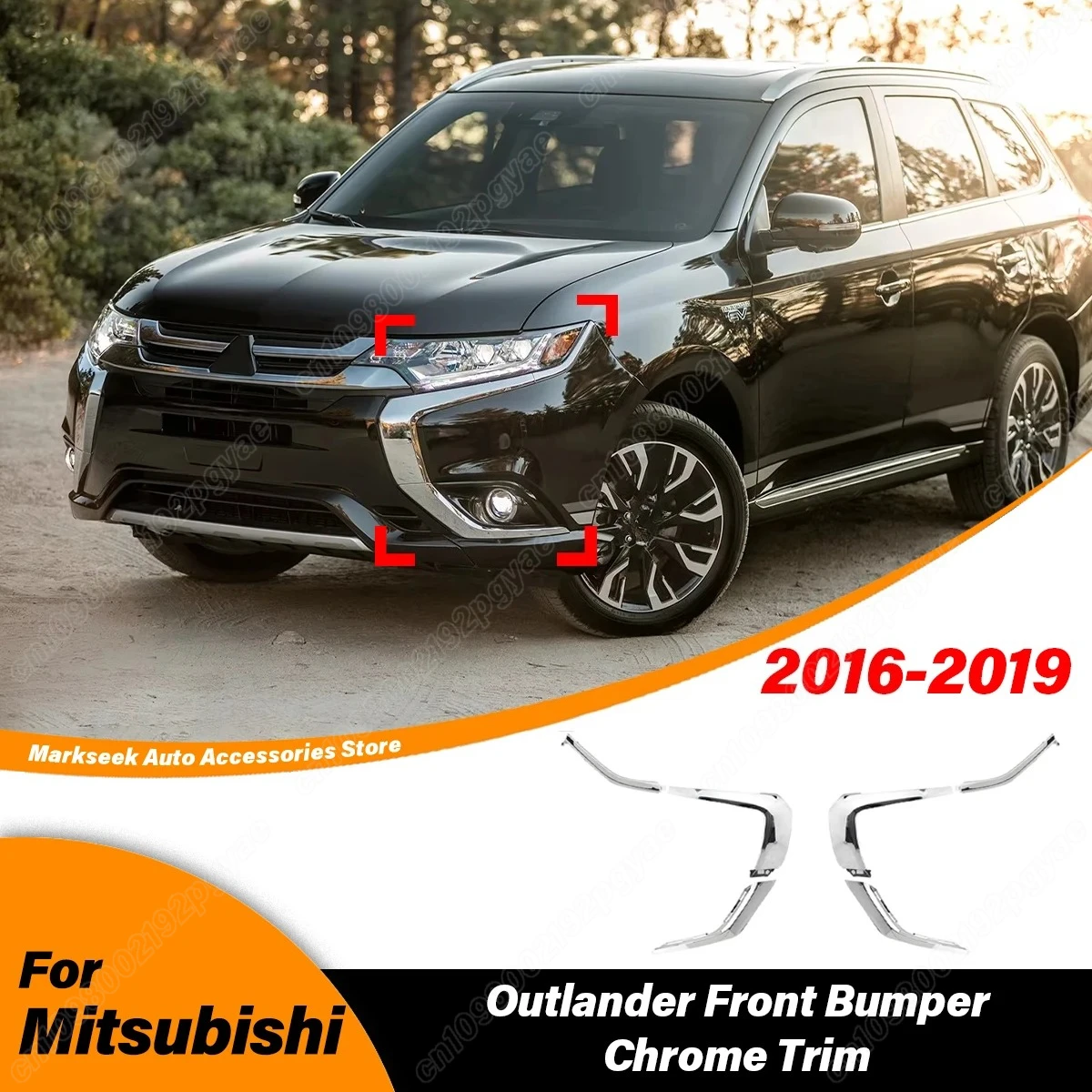 

Для Mitsubishi Outlander 2016 2017 2018 2019, передний бампер автомобиля, хромированная декоративная полоса для фар, сменный комплект для кузова