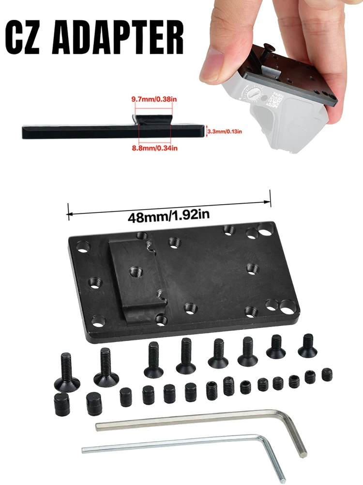 CM Optics Universal Red Dot Sight Adapter Fit CZ Shadow 2,CZ 75 Shadow,CZ 75 SP-01 for CZ Red Dot Mount Universal Base view 6