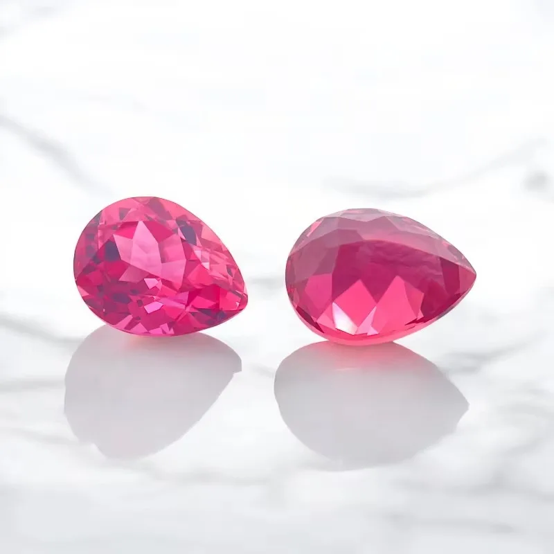 Lab Grown Sapphire Pear Cut Sunset Red Color For Earring Rings Making Main Materials Selectable Certificate