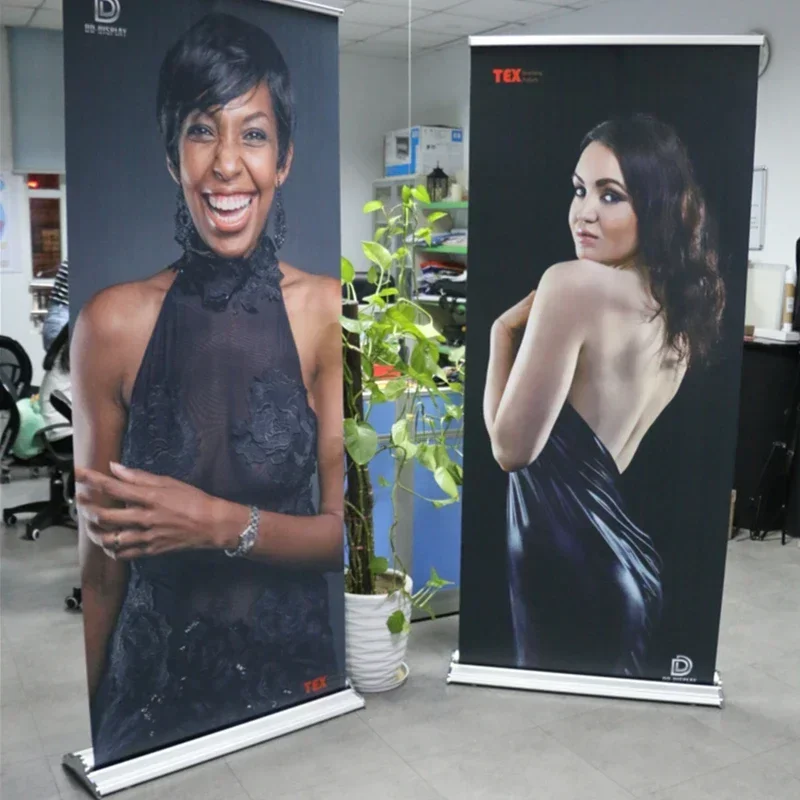 

DD-2 PVC Roll Up Banner Aluminum 85 X 200cm(33.5x78.7inch) Display Stand for Exhibition Retractable advertising Sign Customized