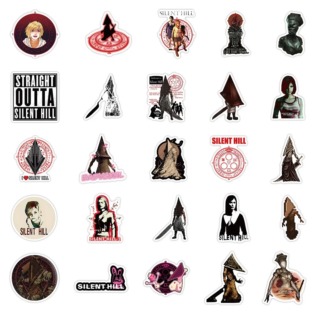 50 قطعة من ملصقات هيل الصامتة، أفلام رعب التشويق، ملصق كرتوني مقاوم للماء، ديكور للثلاجة والكمبيوتر المحمول، لعبة جرافيتي للجيتار #6