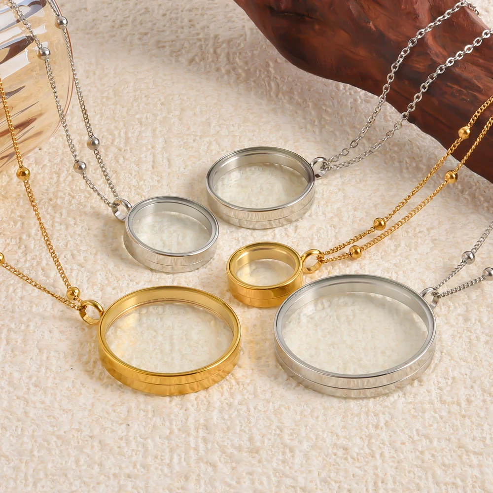 1 unidad de 15-40mm, urna de cremación de vidrio a la moda, medallón, moneda, bisel, Collares estéticos, foto conmemorativa de cristal, collares con medallón, joyería