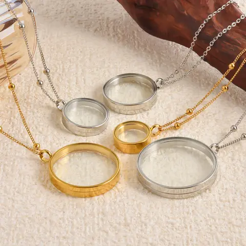1Pc 15-40mm Trendy Glass Cremation Urn Medaillon Coin Bezel Aesthetic Collares Glass Memorial Photo Locket  Necklaces Jewelry