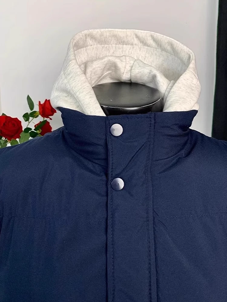 

Thiened пуховый жилет, мужская верхняя одежда, теплая молодежная повседневная мода, полиэфирное волокно, застежка-молния, однотонная зимняя куртка