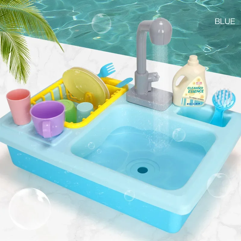 Electric Water Tap Kitchen Sink Toy para crianças, Simulação de alta qualidade, Water Cleaning Play, House Interactive Toy, Baby Gift